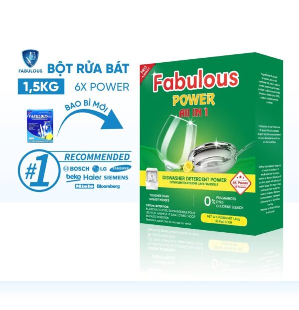 Bột rửa bát hữu cơ Fabulous Powder 1,5kg Israel