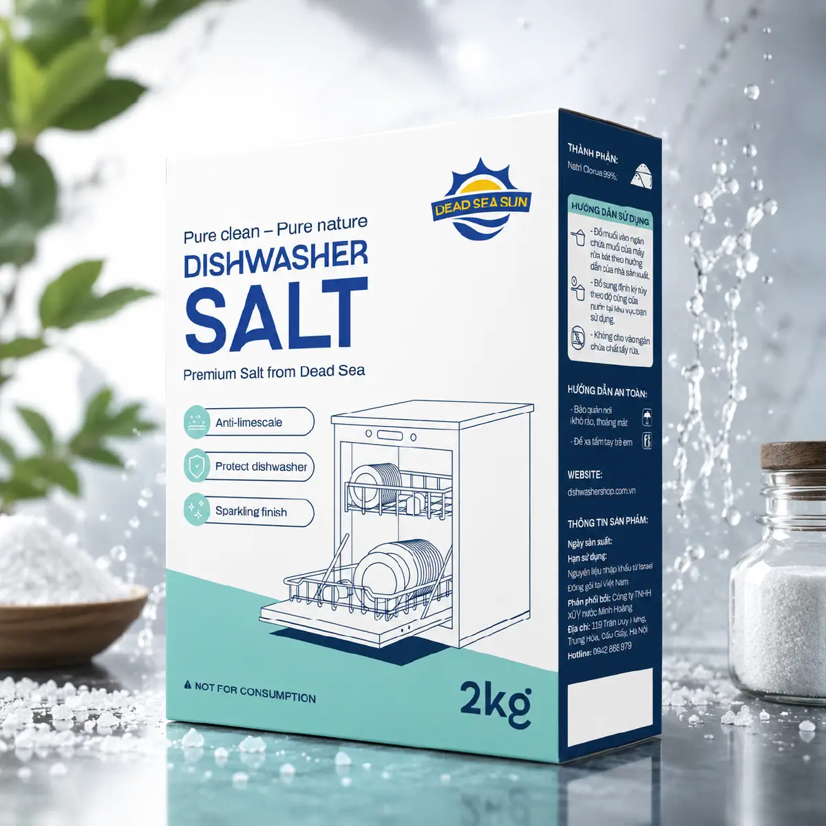 Muối rửa bát Dead Sea Sun 2kg - Giải pháp làm mềm nước, chống cặn vôi hoàn hảo - Ảnh 2