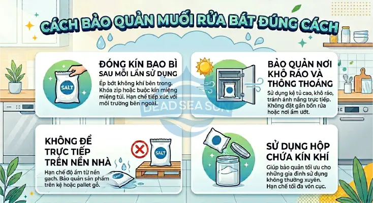 Muối rửa bát có hết hạn không? Hướng dẫn bảo quản không bị vón cục