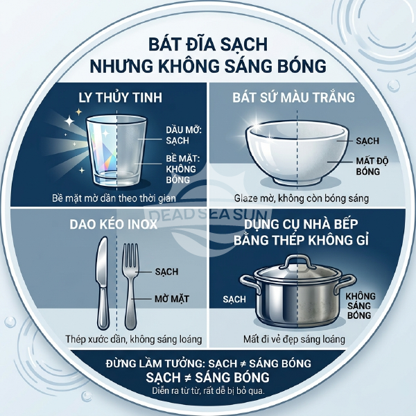 Bát đĩa mờ đục: Dấu hiệu máy rửa bát thiếu muối rõ ràng nhất