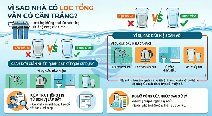 Nhà có cặn vôi: Liệu lọc tổng có làm mềm nước không?